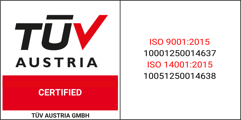 TÜV Austria – certificirano prema ISO 9001:2015 i ISO 14001:2015